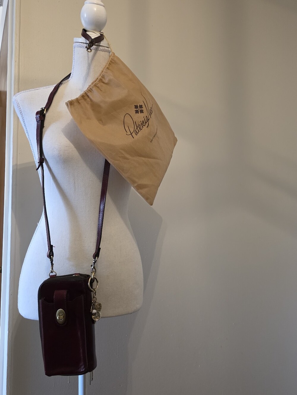 Patricia Nash Leather Phone Crossbody with Charm and Wristlet